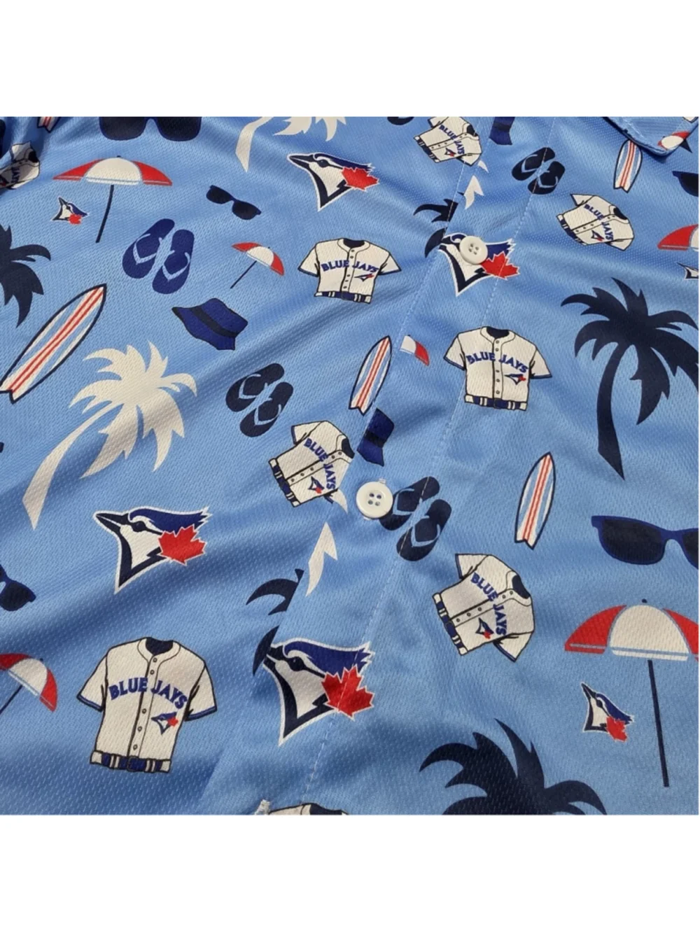 MLB Toronto Blue Jays Hawaiian Beach Themed Button Up Shirt Adult XL